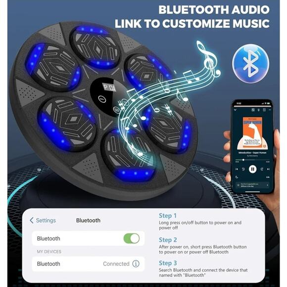 Boxing Machine, Wall Mount Boxing Trainer for Kids, Adults, Bluetooth w/ Gloves - Picture 2 of 6